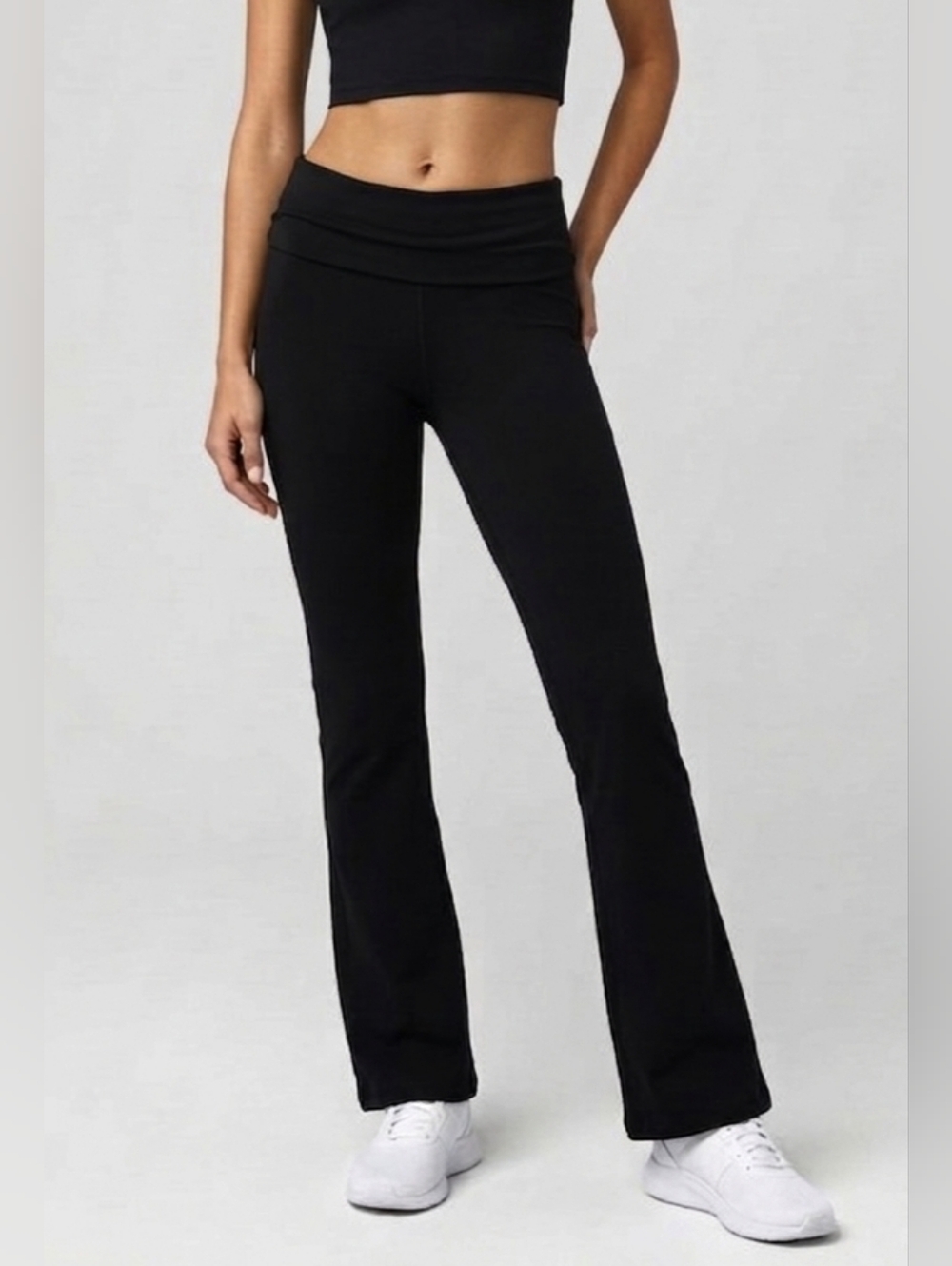 5 For $25✨️ Womens Size Medium Fold Down Wide Leg Black Yoga Pants Y2k 90s 2000s